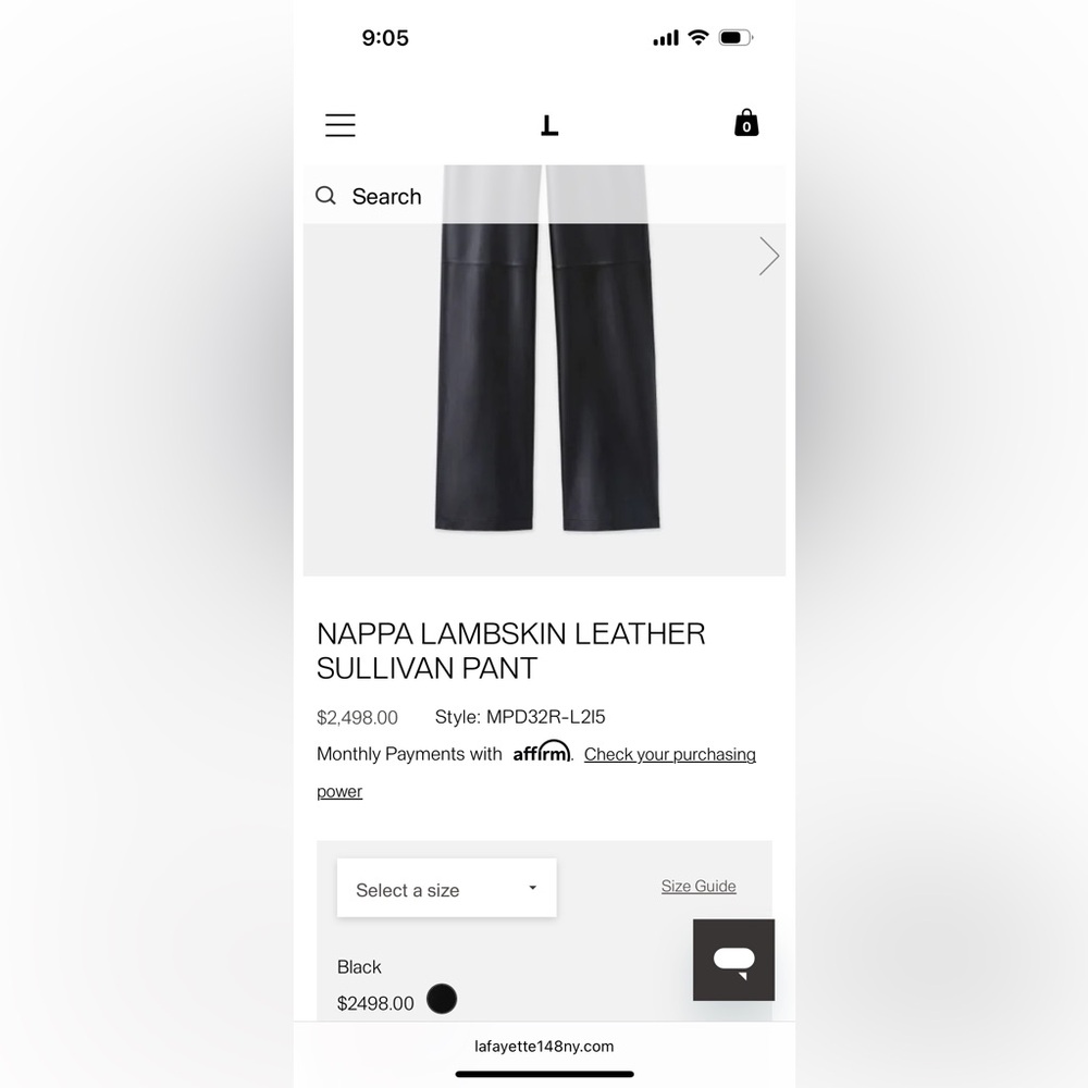 Lafayette 148 New York Black Leather Pants
